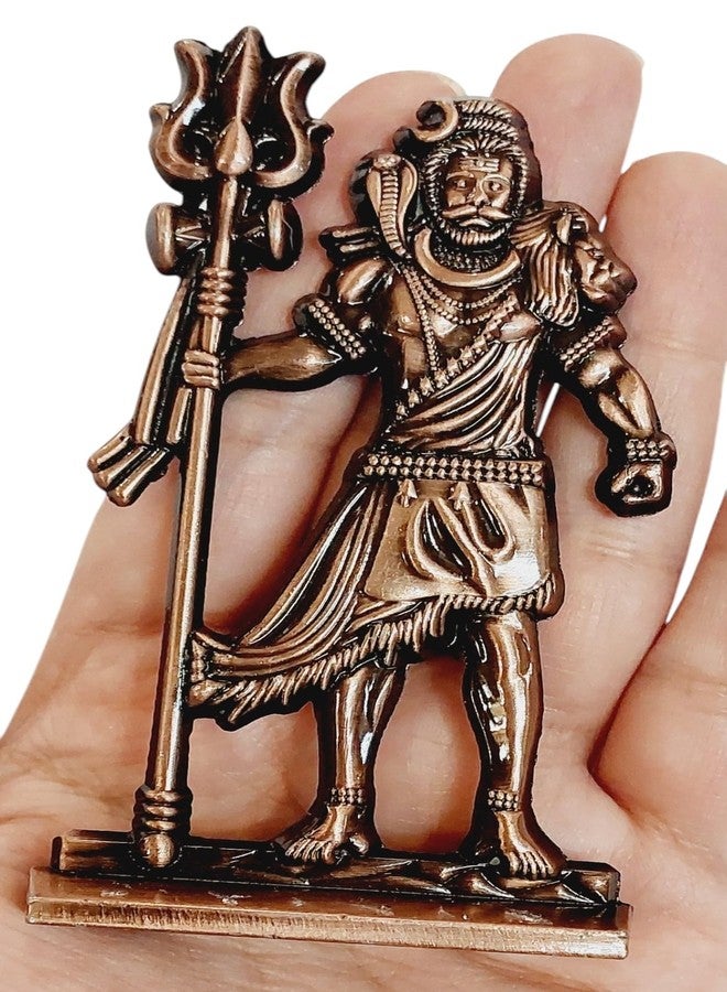 ARTISKRITI Shivji Trishul Damru and Aum Idol for Mandir, Shiva Idol Car Dashboard Decoration Items Statue Metal Showpiece for Pooja Room Home Decor (Antique Copper) - Image 1